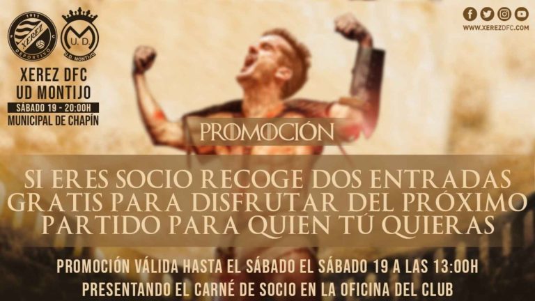 CARTEL | Xerez DFC – UD Montijo: Si eres socio recoge dos entradas gratis